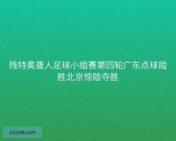 残特奥聋人足球小组赛第四轮广东点球险胜北京惊险夺胜
