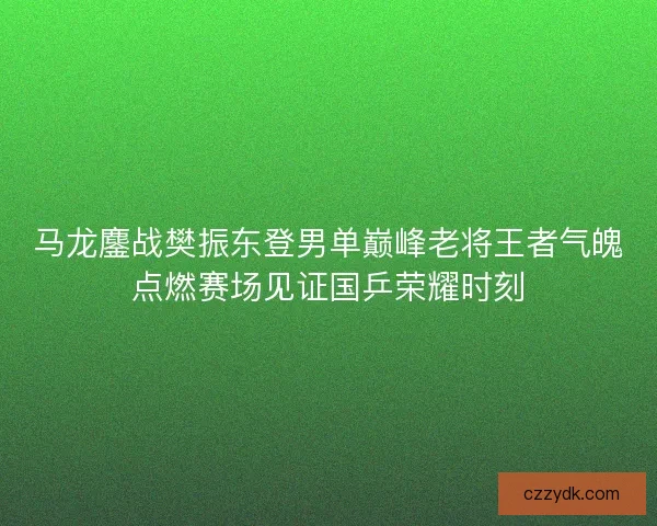 马龙鏖战樊振东登男单巅峰老将王者气魄点燃赛场见证国乒荣耀时刻